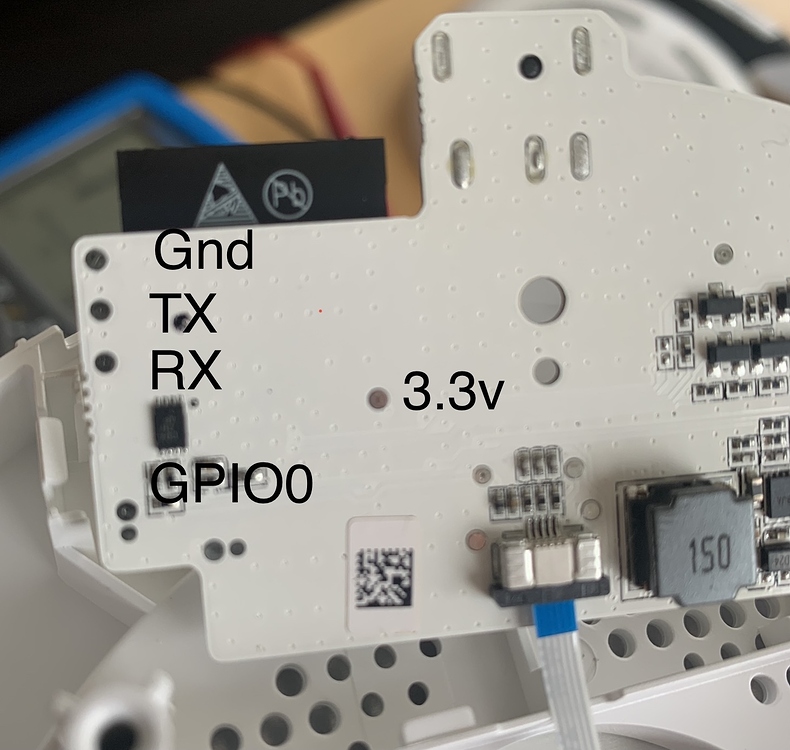 Soldering points of a yeelight